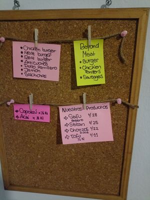 Menu and prices in soles at Parada Vegana in Cusco