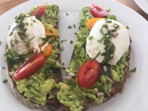 Smashed Avocado Toast at Teapot Cafe in Taghazout