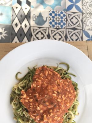 Tofu Bolognese Zoodles at Teapot Cafe in Taghazout