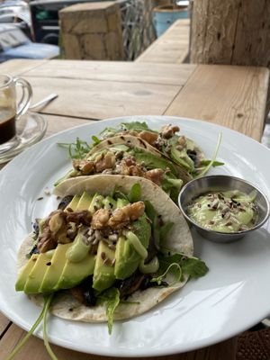 Mushroom tacos   at Teapot Cafe in Taghazout