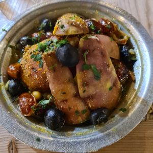 Vegan tagine at Teapot Cafe in Taghazout