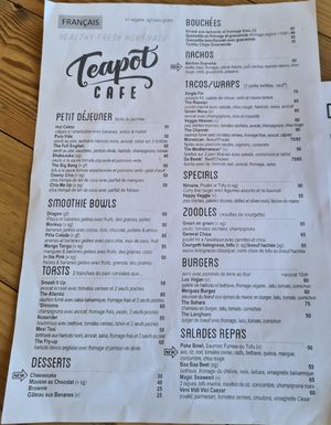 Menu at Teapot Cafe in Taghazout
