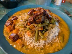 vegan curry at Teapot Cafe in Taghazout