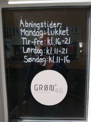 Opening hours are wrong in the app, here is a pic from 28/04/2022. :) at Grøn'46 in Aarhus