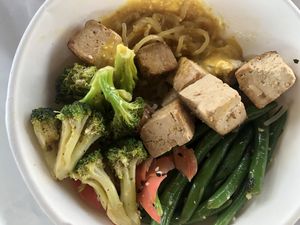 Sweet Potato Noodles, Tofu, Garlic Green Beans, Sesame Broccoli, Citrus Ginger Sauce  at Mahana Fresh in Boca Raton