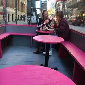 Outdoor seating. at Vegan On The Fly in New York City
