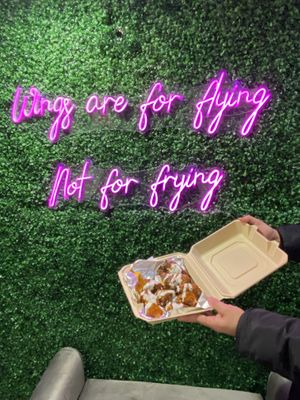 Wings are for flying not for frying  at Vegan On The Fly in New York City