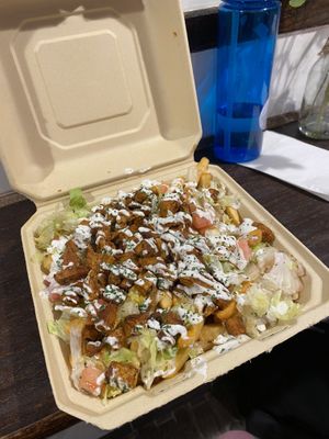 Vegan Chicken Loaded Fries #Veganuary at Vegan On The Fly in New York City