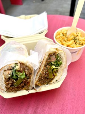 Chopped cheese and mac-n-cheese   at Vegan On The Fly in New York City