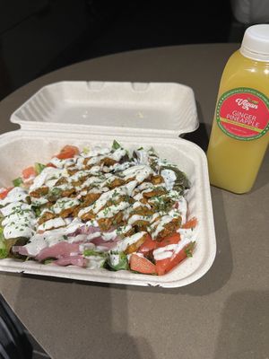 Jerk chicken salad and ginger pineapple  at Vegan On The Fly in New York City