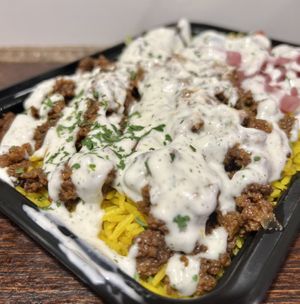 Impossible kefta platter   at Vegan On The Fly in New York City