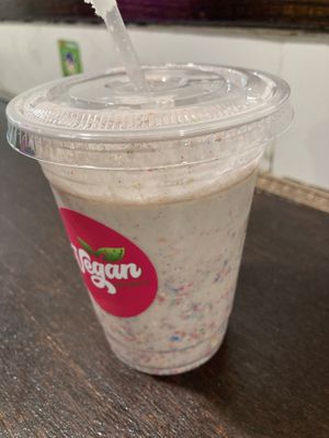 Vanilla milchshake with extra sprinkles   at Vegan On The Fly in New York City