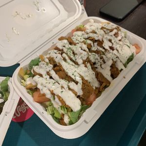 Loaded fries with seitan  at Vegan On The Fly in New York City