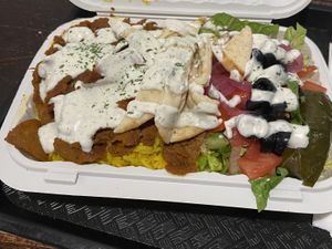 Seitan platter  at Vegan On The Fly in New York City