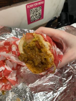 Impossible chopped cheese (tastes better than it looks)  at Vegan On The Fly in New York City