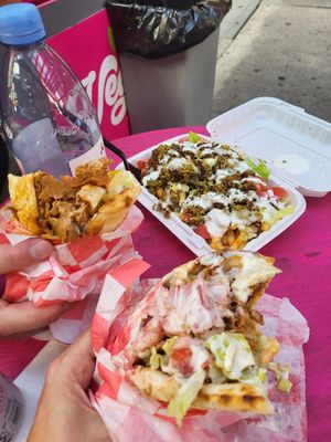 Amazing!  Gyros on a Pita and Falafel fries at Vegan On The Fly in New York City