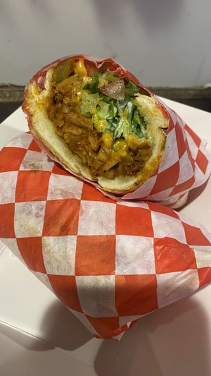 Chicken chopped cheese  at Vegan On The Fly in New York City