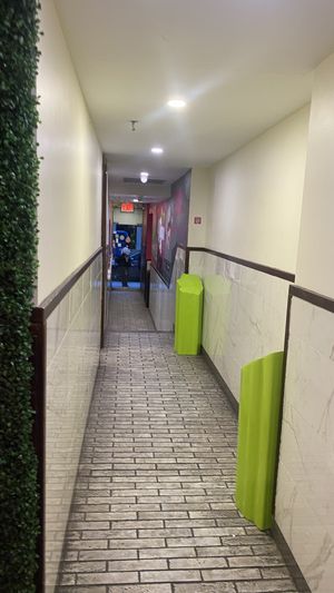 Most of the interior is a long hallwayy  at Vegan On The Fly in New York City