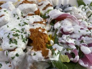 chicken over rice. #Veganuary at Vegan On The Fly in New York City