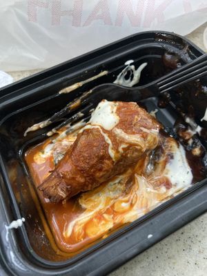 Buffalo Wings - so real with a plant stalk “bone” thats hard to chew but can be chewed on and eaten  at Vegan On The Fly in New York City