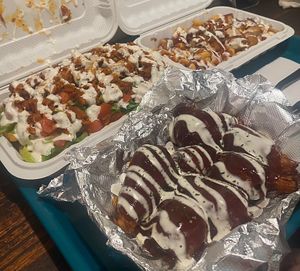 3 dishes ate and I also had a bottled lemonade (not pictured)  at Vegan On The Fly in New York City