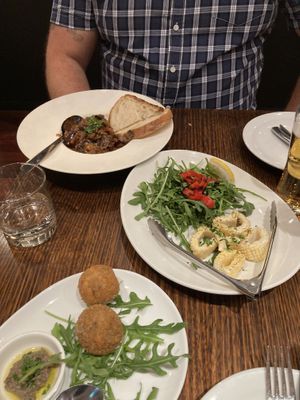 The caponata, calamari and standing from the entree section of the chef’s selection. The calamari was outstanding   at Funghi E Tartufo in Melbourne