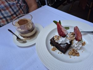 Tiramisu and chocolate cheesecake at Funghi E Tartufo in Melbourne