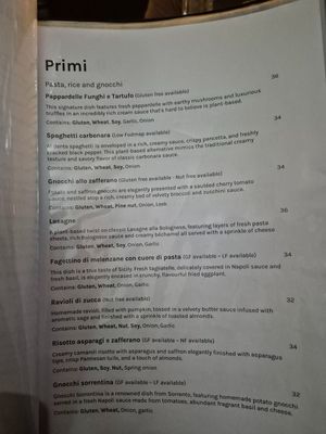 Menu Nov 2025 at Funghi E Tartufo in Melbourne