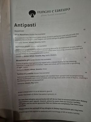 Menu Nov 2025 at Funghi E Tartufo in Melbourne