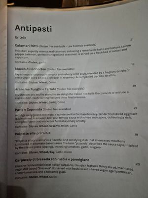 Menu Nov 2025 at Funghi E Tartufo in Melbourne