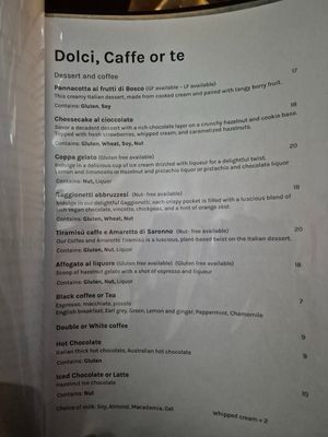 Menu Nov 2025 at Funghi E Tartufo in Melbourne