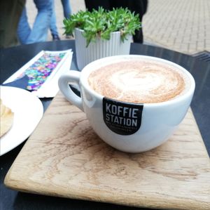 My Chai Oat Latte with a heart art at Koffiestation Books & Coffee in Groningen