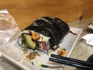 Giant avocado kimbap  at Gimmyeonjang in Busan