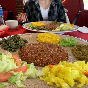 Vegan platter at Lalibela Restaurant in Omaha