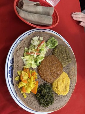 Vegetarian plate at Lalibela Restaurant in Omaha