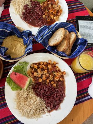 Vegan breakfast for only 40Q, so good!  at Las Chinitas in Panajachel