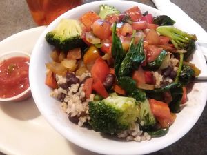 Vegan Bowl (I had them add brown rice. I said no mushrooms) at Sunburst Cafe in Naples