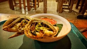 Oh mushroom lentil dosa  at Cantine Indienne in Palolem