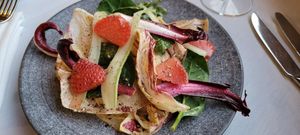 Feb 11, 23 Chicory Salad veganized when asked at Mirbeau Inn & Spa in Skaneateles