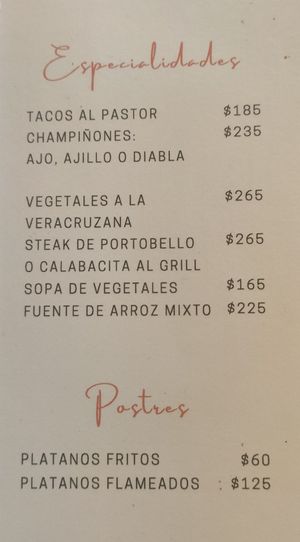 Menu at LA GAVIOTA in Zihuatanejo