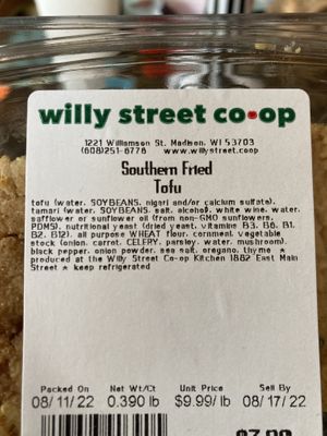 This was cold in to go cooler and was so dang good Perfectly breaded and delicious   at Williamson Street Co-op in Madison