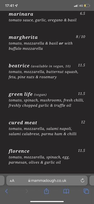 Pizzas   at Mamma Dough in South West London