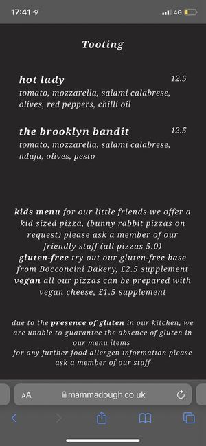 Tooting branch specifically   at Mamma Dough in South West London