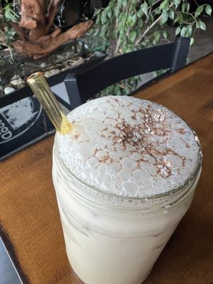 Lavender mate-latte  at Hartwood in Tulum