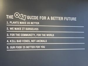 Sign in the Odd Burger restaurant    at Odd Burger in Hamilton