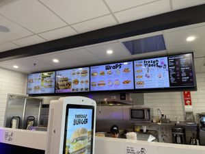 Self serve order area and prep area  at Odd Burger in Hamilton