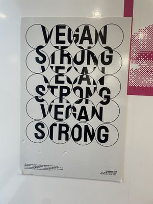 Vegan strong sign inside  at Odd Burger in Hamilton