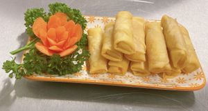 Vegetable spring roll at Vegan Green Kitchen in Manchester