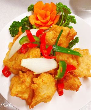 Salt and pepper chicken  at Vegan Green Kitchen in Manchester