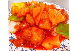 Sweet and sour chicken at Vegan Green Kitchen in Manchester